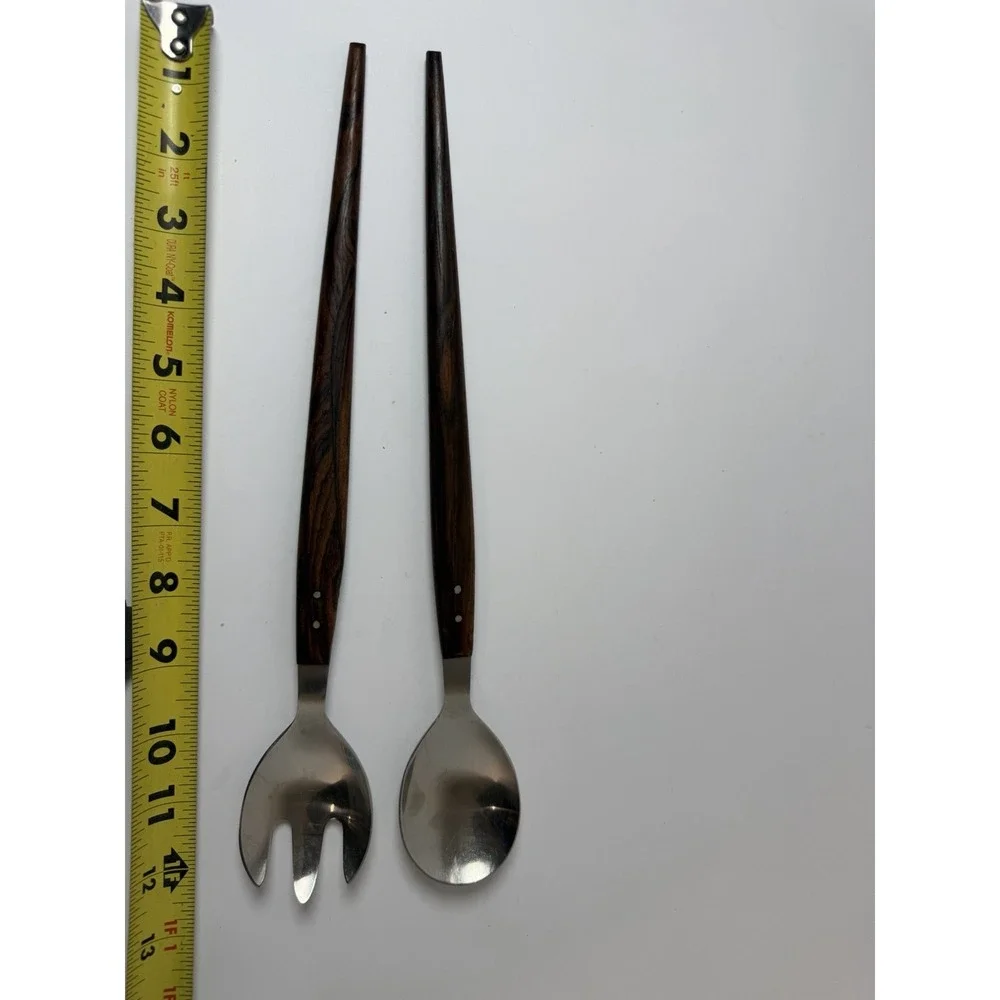 HEPE Denmark Stainless Steel / Rosewood Salad Servers Mid-Century Vintage